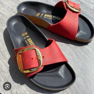 Birkenstock Madrid Big Buckle Size 41/US 10 Fire Red